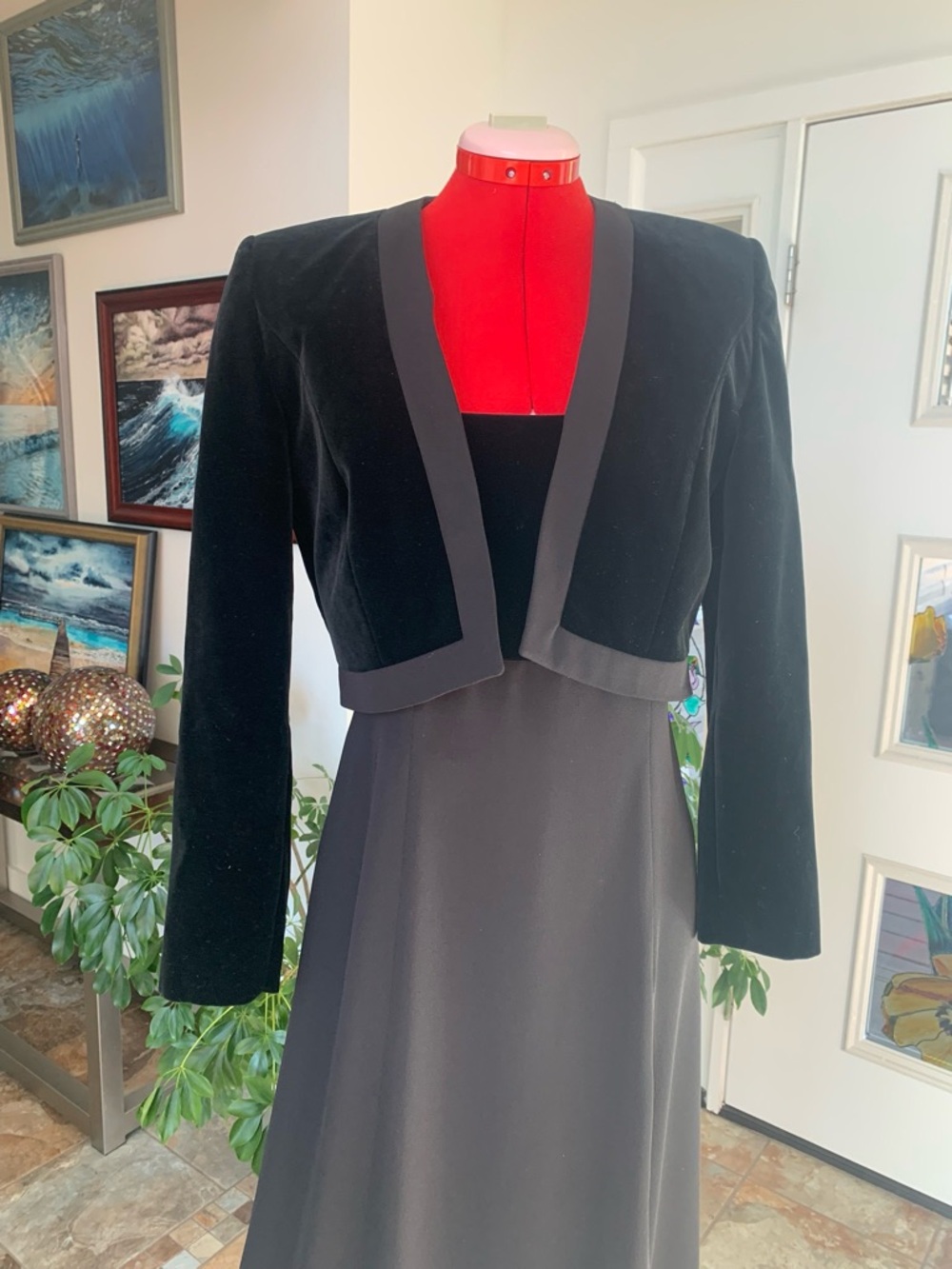 Black Velvet Cropped Bolero Jacket and Dress